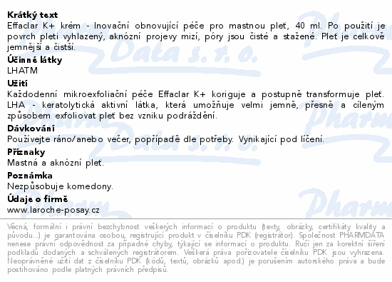 LA ROCHE-POSAY EFFACLAR K[+] obnovující krém 40ml